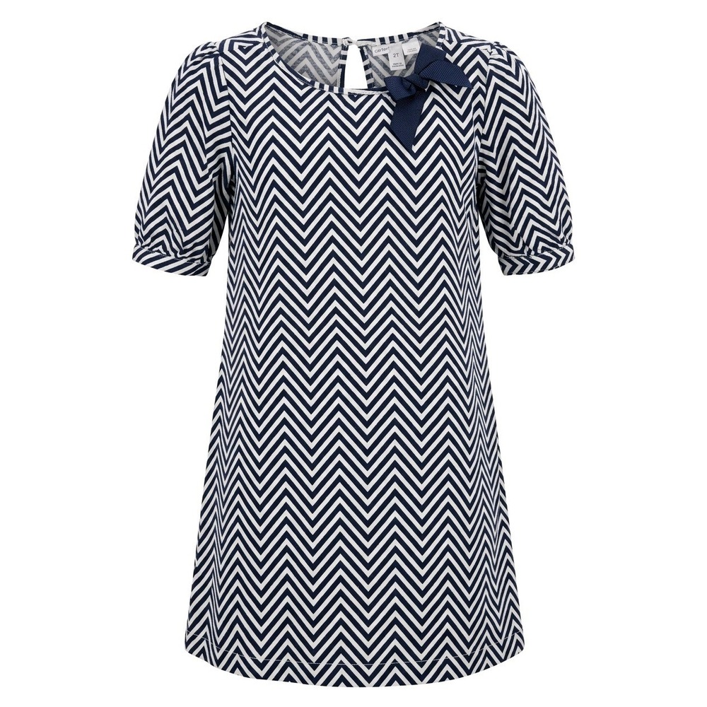 Gap Kids Girls Navy‎ Blue White Chevron Bow Shift Dress Size M 8